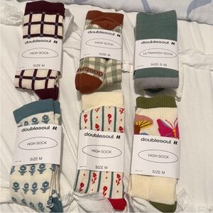 Women's Patterned High Socks Set - Multicolor